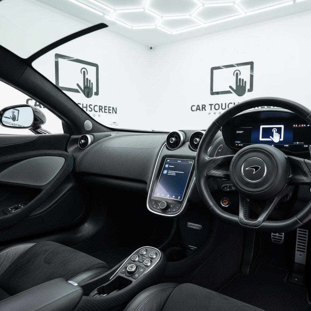 car touchscreen protector - mclaren with tempered glass protector fitted